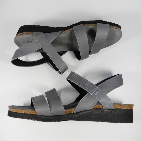Naot Kayla Wedge Sandals Size EU 42 11 11.5 Slate Grey Leather Comfort NEW $144 - Picture 7 of 10
